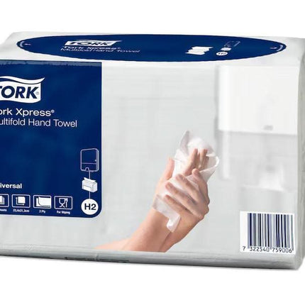 Tork Xpress Multifold rankų servetėlės 2 sluoksnių 190vnt. baltos – higieniniam rankų nusausinimui salonuose
