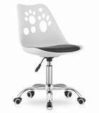 Hurtmeblowy vaikiška kėdė PRINT balta ir juoda – ergonomiška sėdima vieta vaikų kirpyklai