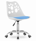 Hurtmeblowy vaikiška kėdė PRINT balta ir mėlyna – ergonomiška sėdimoji vieta salonui