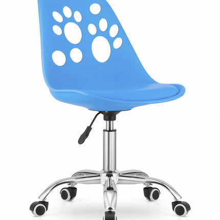 Hurtmeblowy vaikiška kėdė PRINT mėlyna – ergonomiška sėdimoji vieta vaikų kirpykloms