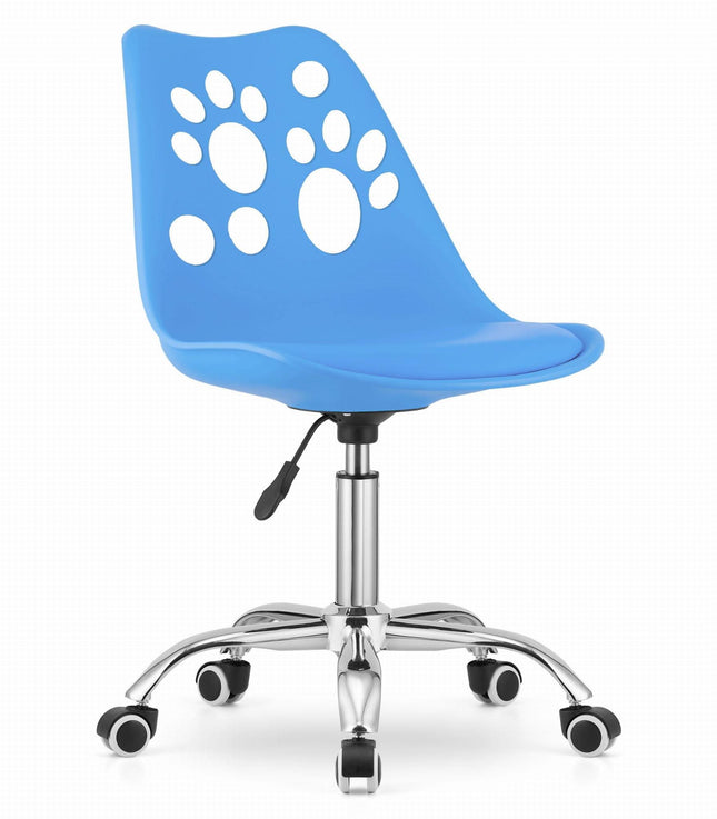 Hurtmeblowy vaikiška kėdė PRINT mėlyna – ergonomiška sėdimoji vieta vaikų kirpykloms