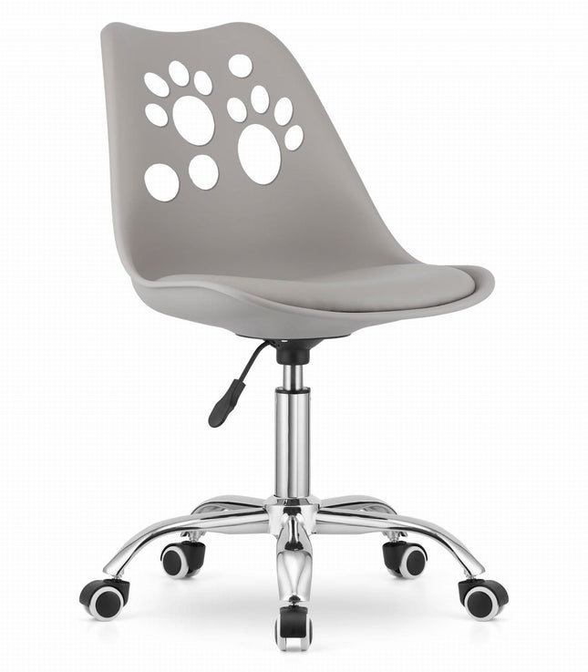 Hurtmeblowy vaikiška kirpyklos kėdė PRINT pilka – ergonomiška sėdima vieta mažiesiems klientams