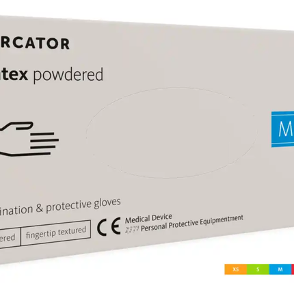 MERCATOR latex vienkartinės pirštinės S dydis pudruotos – higieniška apsauga manikiūro ir pedikiūro procedūroms