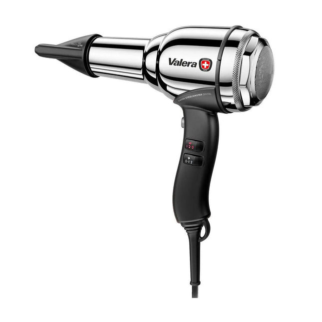 VALERA Steel Master Chrome ionic 2100W profesionalus plaukų džiovintuvas kirpyklai – galingas saloninis įrenginys