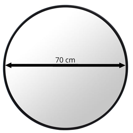 Juodo rėmo sieninis veidrodis 70 cm – elegantiškas interjero akcentas grožio salonui