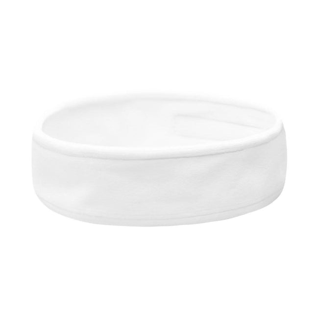 BeautyKit balta veliūrinė galvos juosta kosmetologijai – tvirtai laiko plaukus, minkšta jautriai odai, 240 g/m²