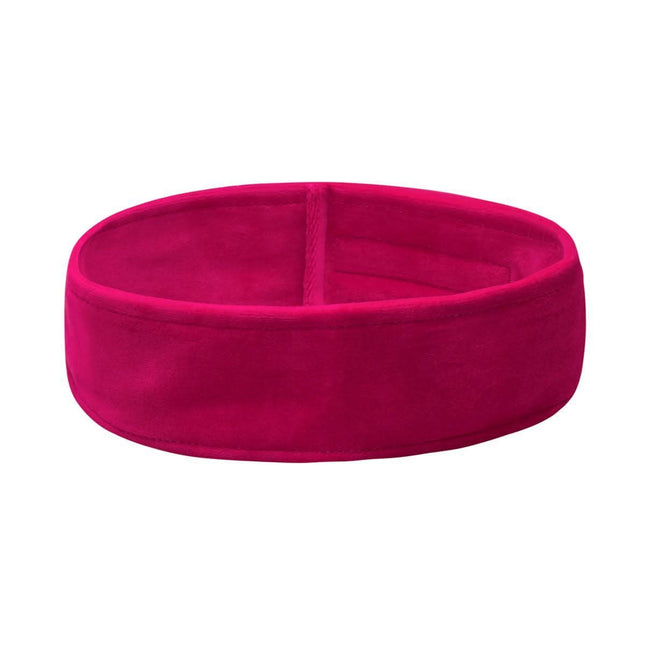 BeautyKit veliūrinė galvos juosta fuksijos spalva – minkšta, patvari kosmetologijos procedūroms, 6,5×63 cm