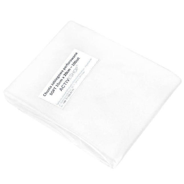 BeautyKit vienkartiniai perforuoti rankšluostukai 15×20 cm 100 vnt – minkšti, sugeriантys, neaustinės medžiagos, kosmetikos p