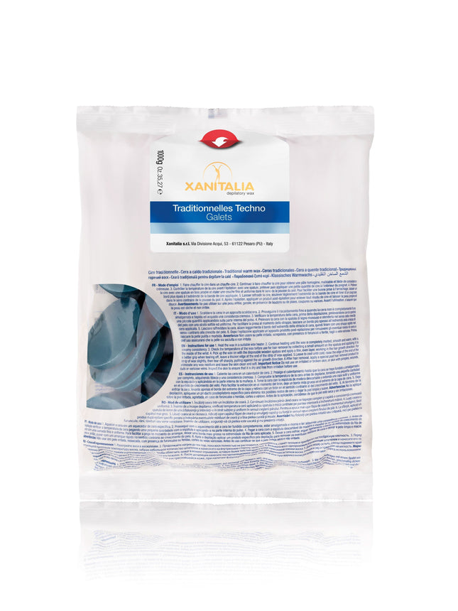 Xanitalia Azulene Techno Hard Wax depiliacinio vaško diskai 1 kg profesionaliai kūno depiliacijai salonuose