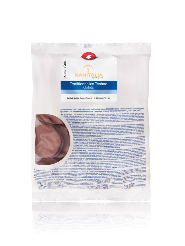 Xanitalia Chocolate Techno Hard Wax depiliacinio vaško diskai 1 kg profesionaliai salonų depiliacijai