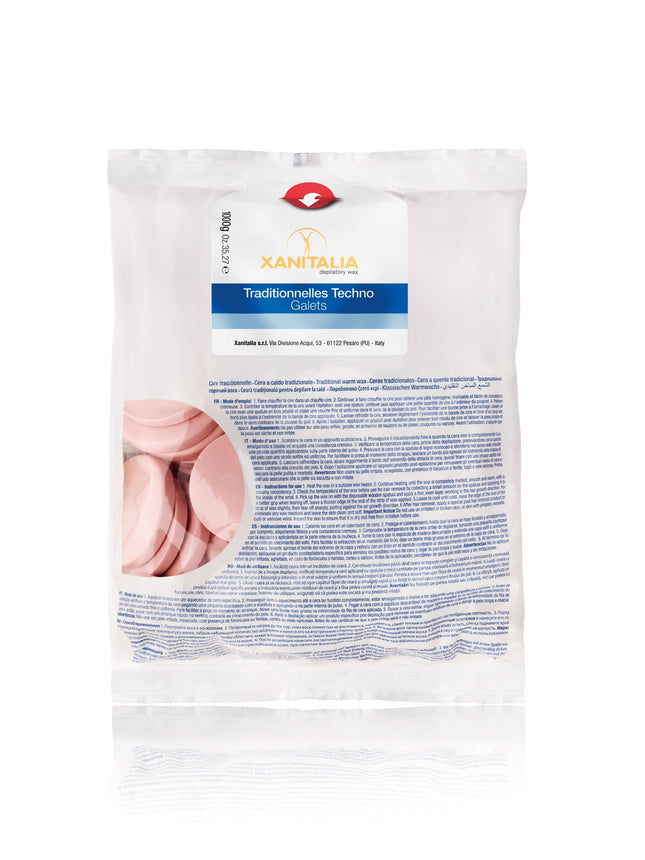 Xanitalia Rosa Titanium Techno Hard Wax depiliacinio vaško diskai 1 kg – profesionalus kietasis vaškas salonams