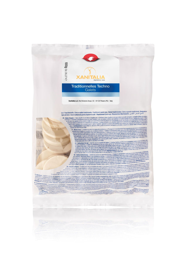 Xanitalia White Vanilla Techno Hard Wax depiliacinio vaško diskai 1 kg profesionaliai kūno depiliacijai