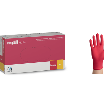ZARYS easyCARE nitrilinės vienkartinės pirštinės be pudros, uogų rožinės (berry), M dydis, 100 vnt.