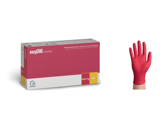 ZARYS easyCARE nitrilinės vienkartinės pirštinės be pudros, uogų rožinės (berry), M dydis, 100 vnt.