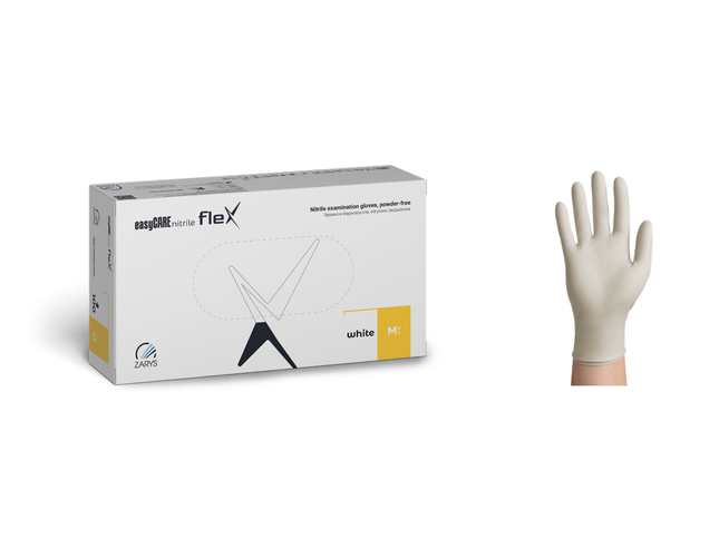 ZARYS easyCARE nitrile fleX nitrilinės vienkartinės pirštinės be pudros, baltos, 100 vnt.
