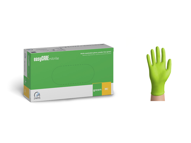 ZARYS easyCARE nitrilinės vienkartinės pirštinės be pudros, žalios, 100 vnt.