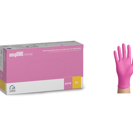 ZARYS easyCARE nitrilinės vienkartinės pirštinės be pudros, rožinės, M dydis, 100 vnt.